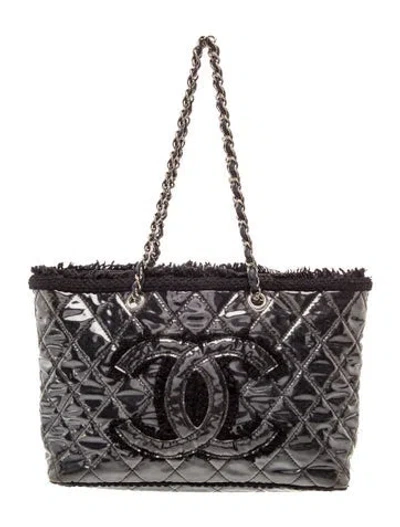 Pre-owned Chanel Funny Tweed Tote Bag In Black