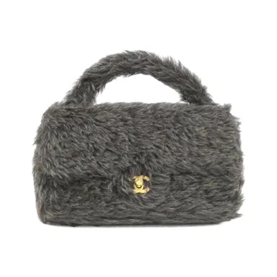 Pre-owned Chanel Fur Handbag () In Gray