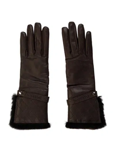Pre-owned Chanel Fur Lined Gloves In Brown