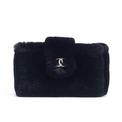 Pre-owned Chanel Fur Pouch () In Black