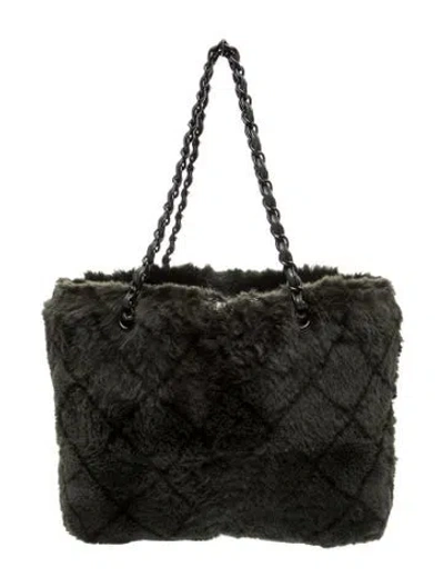Pre-owned Chanel Fur Shopping Tote In Green