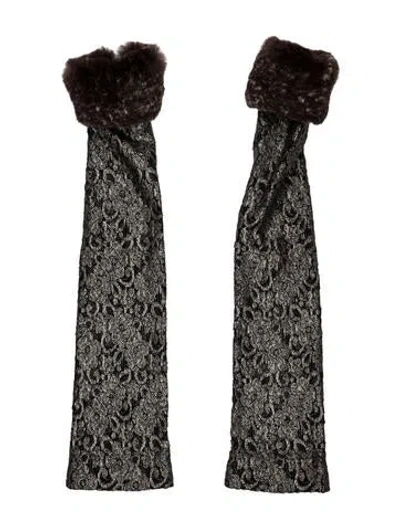Pre-owned Chanel Fur-trimmed Arm Warmers In Multi