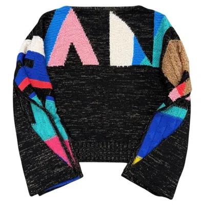 Pre-owned Chanel F/w 1994  Geometric Color-block Intarsia Sweater In Black