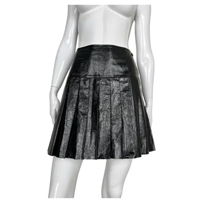 Pre-owned Chanel F/w 2013  Lambskin Leather Pleated Skirt Runway Collection In Black