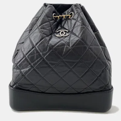 Pre-owned Chanel Gabriel Do Backpack Black Aged Calf Leather