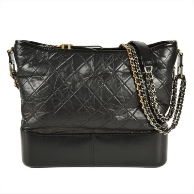 Pre-owned Chanel Gabriel Leather Shoulder Bag () In Black