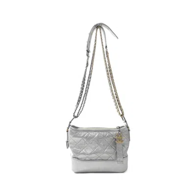 Pre-owned Chanel Gabriel Leather Shoulder Bag () In Silver