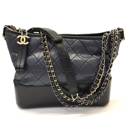 Pre-owned Chanel Gabriel Navy Leather Shoulder Bag () In Blue