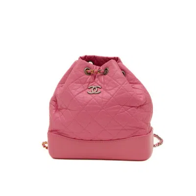 Pre-owned Chanel Gabriel Pink Leather Backpack ()