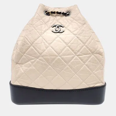 Pre-owned Chanel Gabrielle Backpack In Beige