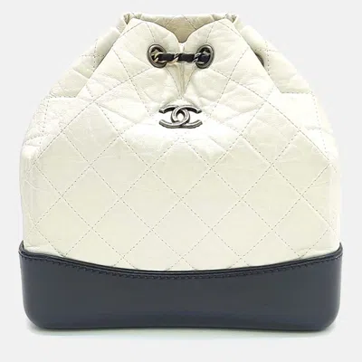 Pre-owned Chanel Gabrielle Backpack Small In Black
