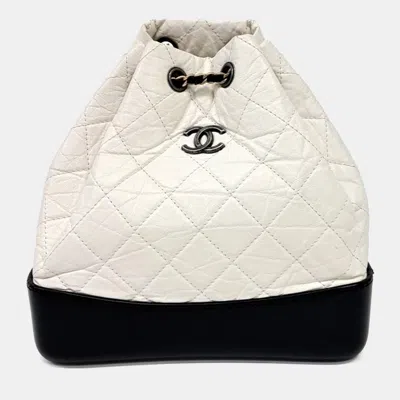 Pre-owned Chanel Gabrielle Black/white Leather Small Backpack