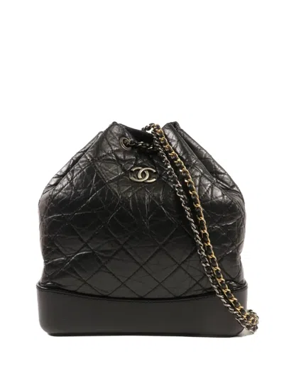 Pre-owned Chanel Gabrielle Cc Backpack In Black