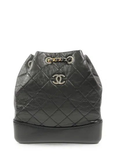 Pre-owned Chanel Gabrielle Cc Backpack In Black