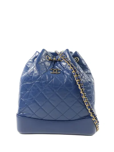 Pre-owned Chanel Gabrielle Cc Backpack In Blue