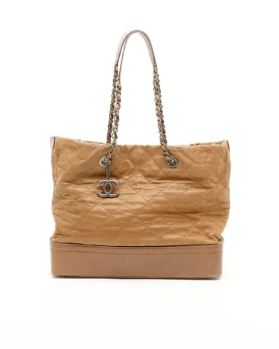 Pre-owned Chanel Gabrielle Chain Tote Bag In Brown