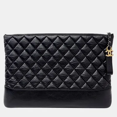 Pre-owned Chanel Gabrielle Clutch Large In Black