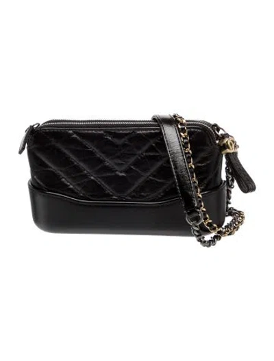 Pre-owned Chanel Gabrielle Clutch W/ Chain In Black
