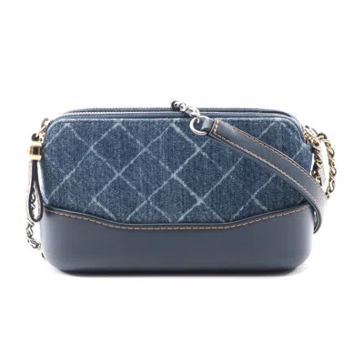 Pre-owned Chanel Gabrielle Denim Leather Shoulder Bag In Blue