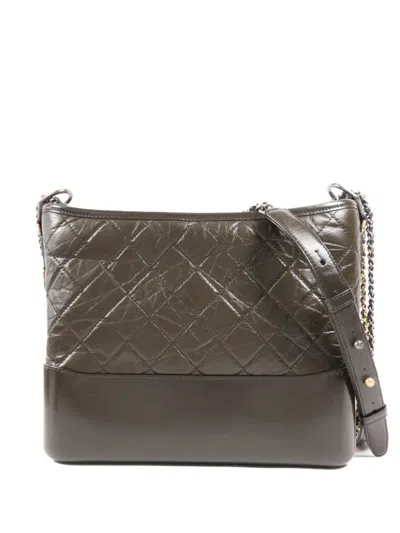 Pre-owned Chanel Gabrielle Diamond Quilting Shoulder Bag In Green