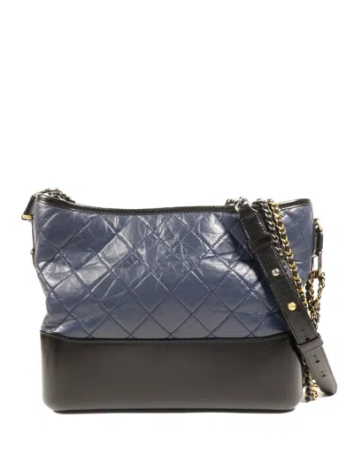 Pre-owned Chanel Gabrielle Diamond-quilted Shoulder Bag In Blue