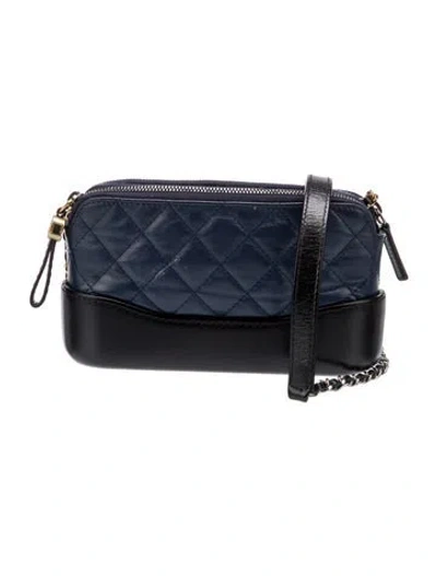 Pre-owned Chanel Gabrielle Double Zip Clutch W Chain In Blue