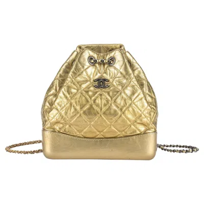 Pre-owned Chanel Gabrielle Gold Backpack
