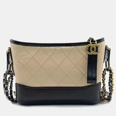 Pre-owned Chanel Gabrielle Hobo Bag Small In Beige
