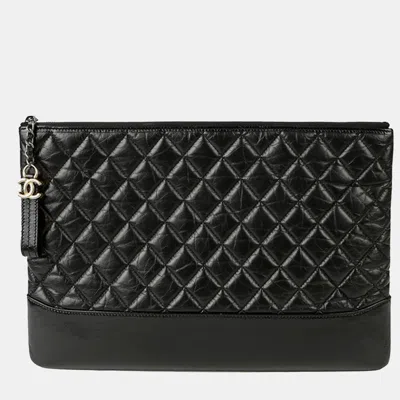 Pre-owned Chanel Gabrielle Large Clutch In Black