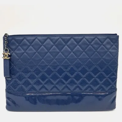 Pre-owned Chanel Gabrielle Large Clutch In Blue