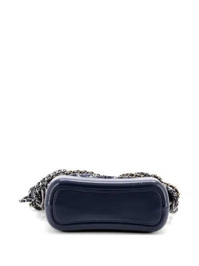 Pre-owned Chanel Gabrielle Logo Motif Sequins Small Hobo Bag In Blue