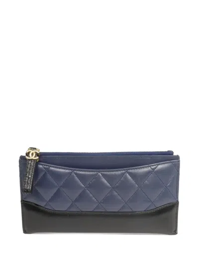 Pre-owned Chanel Gabrielle Long Wallet In Blue