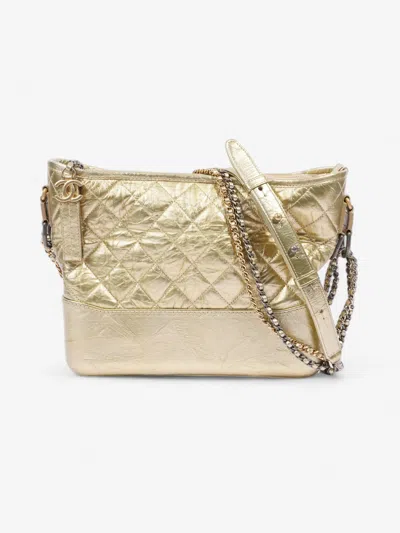 Pre-owned Chanel Gabrielle Metallic Gold Leather Crossbody Bag