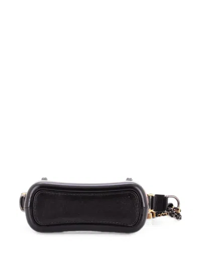 Pre-owned Chanel Gabrielle Multicolor Knit Fabric And Calfskin Small Hobo Bag In Black