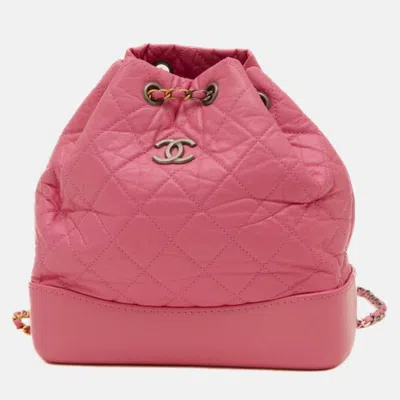 Pre-owned Chanel Gabrielle Pink Leather Chain Backpack Shw