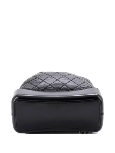Pre-owned Chanel Gabrielle Quilted Aged Calfskin Medium Backpack In Black