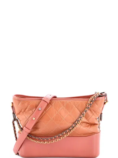 Pre-owned Chanel Gabrielle Quilted Aged Calfskin Medium Hobo Bag In Neutral