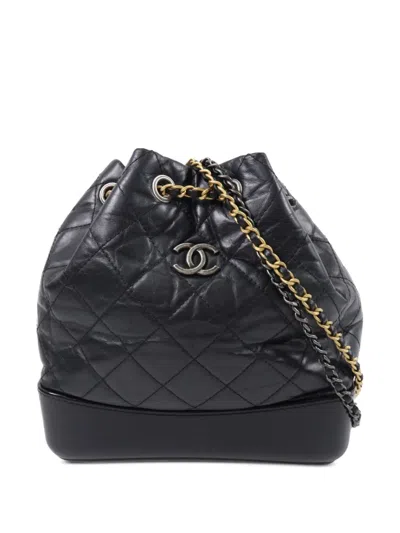 Pre-owned Chanel Gabrielle Quilted Backpack In Black