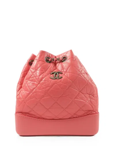 Pre-owned Chanel Gabrielle Quilted Backpack In Pink