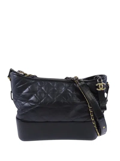 Pre-owned Chanel Gabrielle Quilted Shoulder Bag In Black