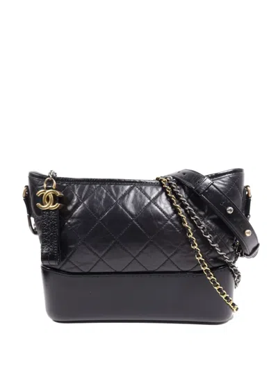Pre-owned Chanel Gabrielle Quilted Shoulder Bag In Black