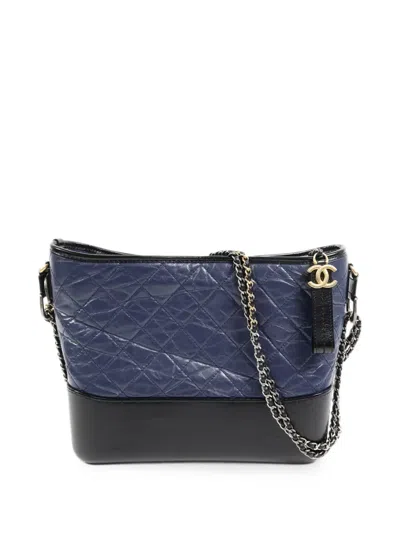 Pre-owned Chanel Gabrielle Quilted Shoulder Bag In Blue