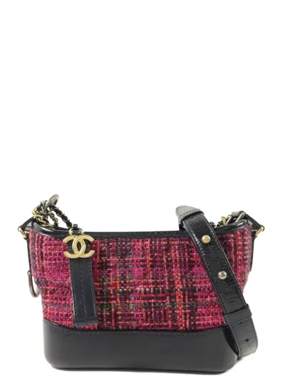 Pre-owned Chanel Gabrielle Small Tweed Shoulder Bag In Pink