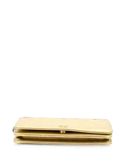 Pre-owned Chanel Gabrielle Wallet On Chain Quilted Aged Calfskin Crossbody Bag In Gold