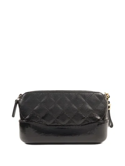 Pre-owned Chanel Gabrielle Wallet On Chain Shoulder Bag In Black