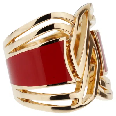 Pre-owned Chanel Gallery Collection Ceramic 18k Yellow Gold Cocktail Ring