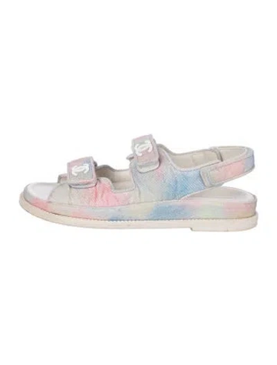 Pre-owned Chanel Gate 5 "dad" Interlocking Cc Logo Slides In Multi