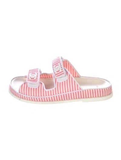 Pre-owned Chanel Gate No.5 "dad" Interlocking Cc Logo Slides In Pink
