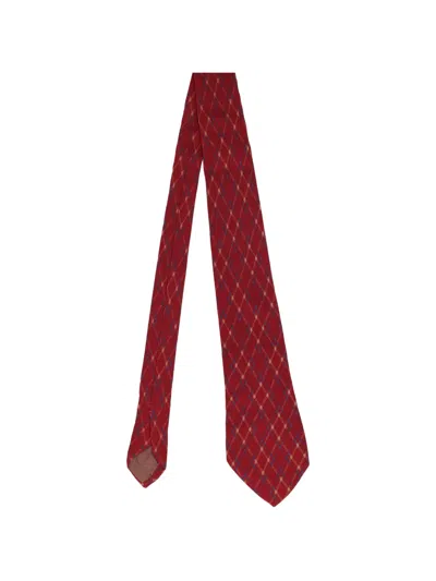 Pre-owned Chanel Geometric-pattern Tie In Red