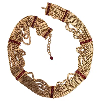 Pre-owned Chanel Gilded Metal And Glass Paste Belt Spring Collection, 1996 In Brown